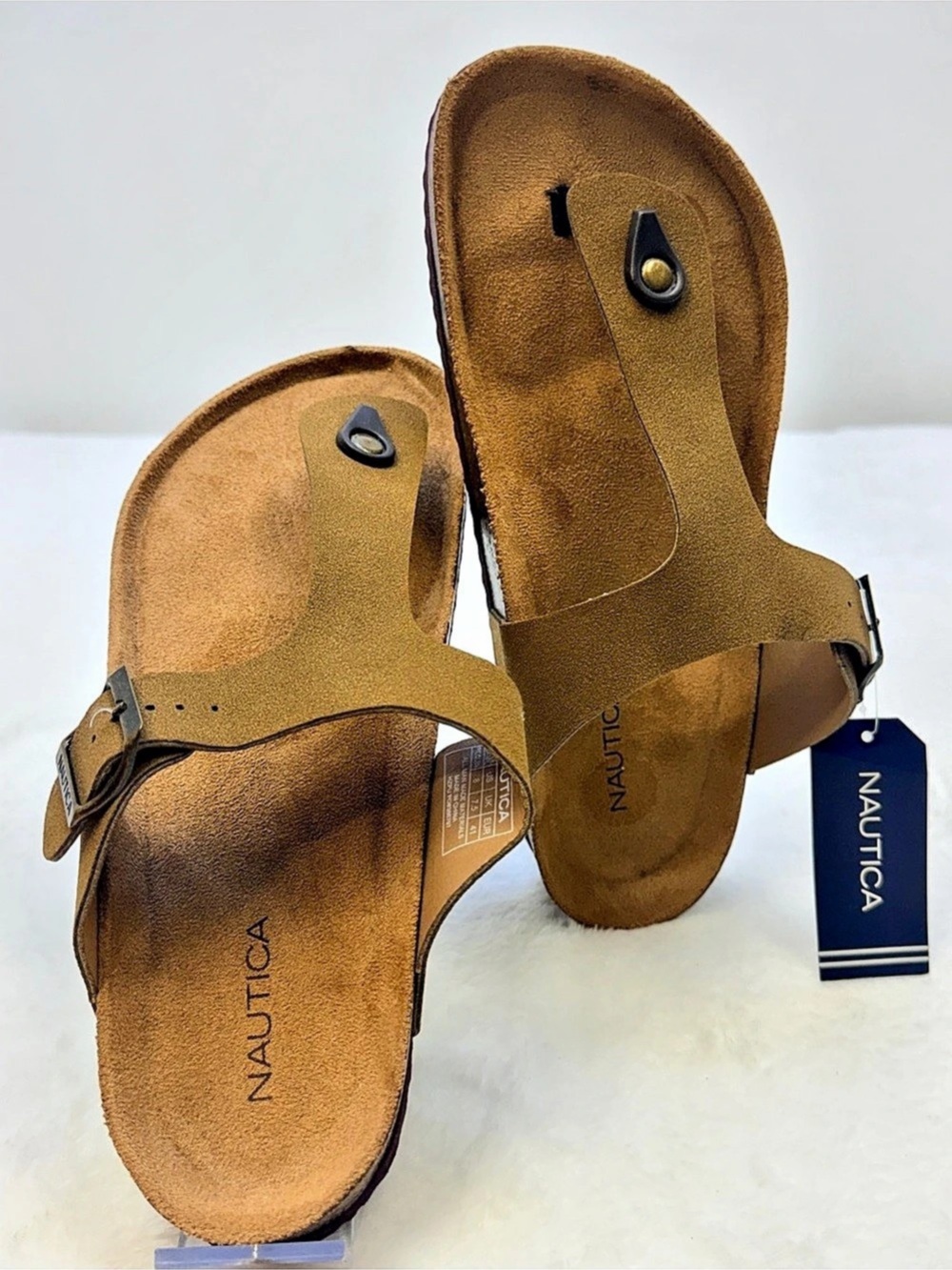 Nautica Men’s Thong Requin Thong Buckle Strap Sandals in Brown sz US 8 NWT